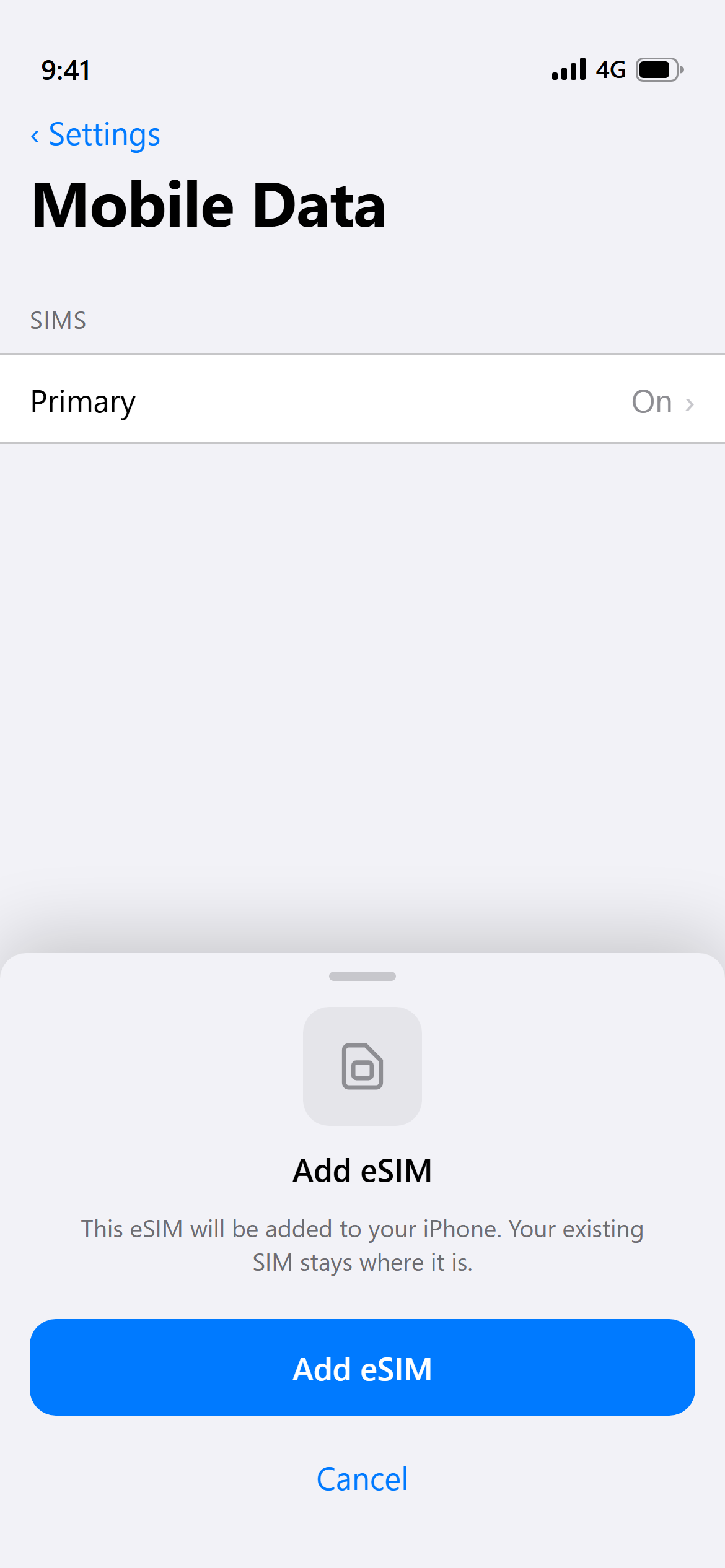 Confirm adding the eSIM